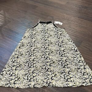 Indications Daisy Print,boat neck, sleeveless,lined,lightweight flare summer